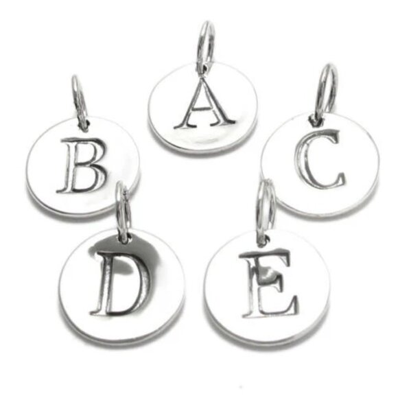 CLASSIC STERLING SILVER INITIAL ON A DISK CHARM - Picture 1 of 6
